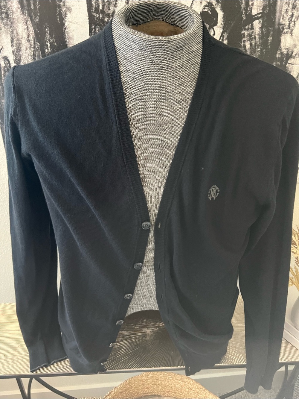 Roberto Cavalli Black Button-Front V-Neck Cardigan